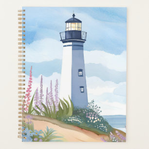 Leuchtturm in Blüte Küsten-Wasserfarben-Blumen Planer