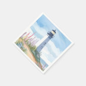 Leuchtturm in Blüte | Küsten-Wasserfarben-Blumen Serviette (Ecke)