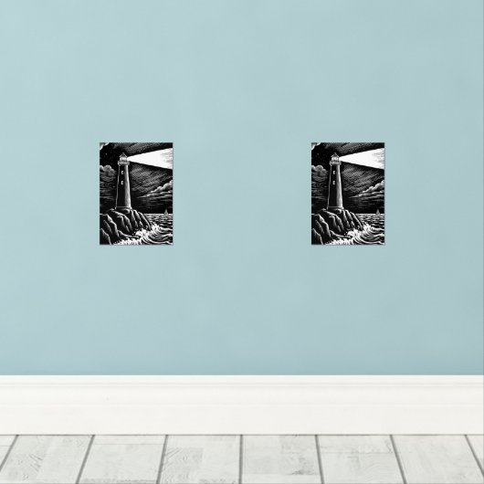 Leuchtturm in der Nacht Bilderwand Sets (Holzboden)