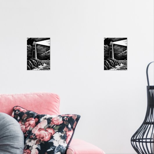 Leuchtturm in der Nacht Bilderwand Sets (Wohnzimmer)