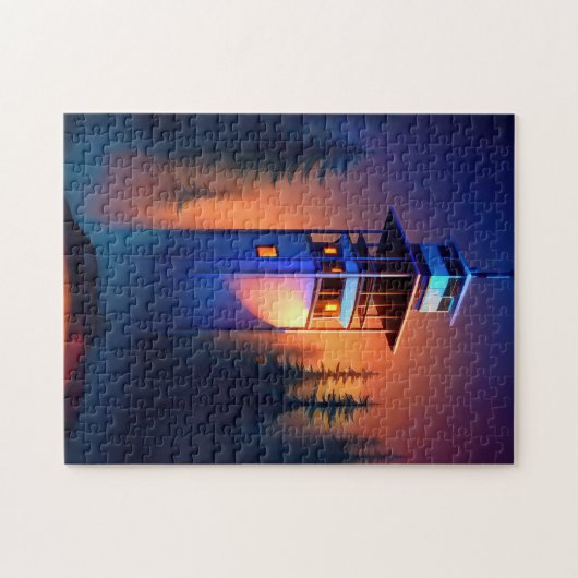 Leuchtturm in der Nacht Puzzle (Horizontal)