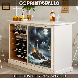 Leuchtturm in einem stürmischen Mondlicht - Seidenpapier