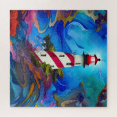 Leuchtturm in einem Sturmpuzzle Puzzle (Horizontal)