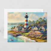 Leuchtturm in Harbour Town South Carolina Postkarte (Vorne/Hinten)