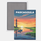 Leuchtturm in Pascagoula Mississippi Magnet (Vorderseite/Rückseite)
