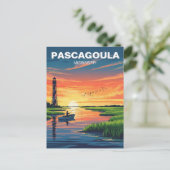 Leuchtturm in Pascagoula Mississippi Postkarte (Stehend Vorderseite)