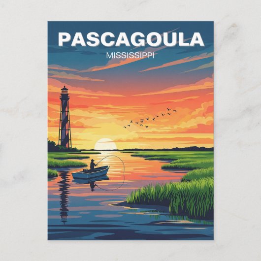Leuchtturm in Pascagoula Mississippi Postkarte (Vorderseite)