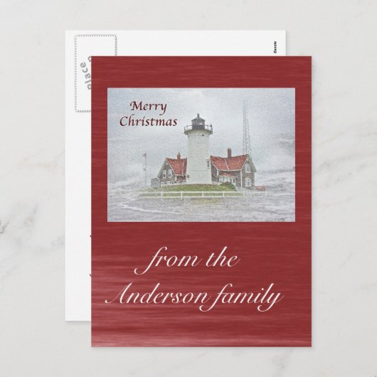 Leuchtturm in Snow Frohe Weihnachten (Vorne/Hinten)