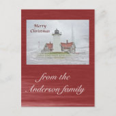 Leuchtturm in Snow Frohe Weihnachten (Vorderseite)