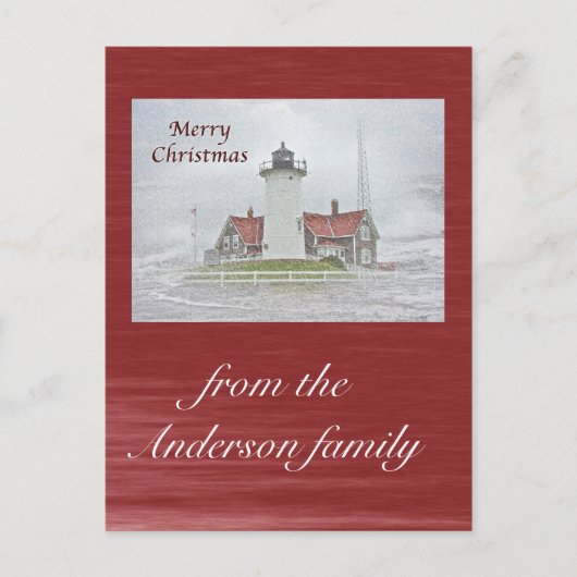 Leuchtturm in Snow Frohe Weihnachten (Vorderseite)
