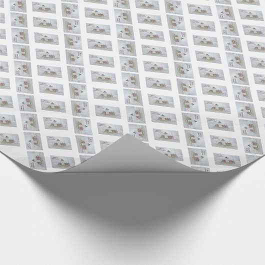 Leuchtturm in Snow Frohe Weihnachten Geschenkpapier (Ecke)