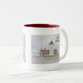 Leuchtturm in Snow Frohe Weihnachten Zweifarbige Tasse (VorderseiteRechts)