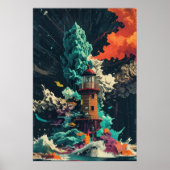 Leuchtturm in Storm-Ai-Plakatfarbe Poster (Vorne)