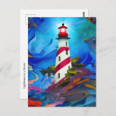 Leuchtturm in Storm Postcard Postkarte (Vorne/Hinten)