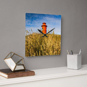 Leuchtturm in Stykisholmur, Island Quadratische Wanduhr