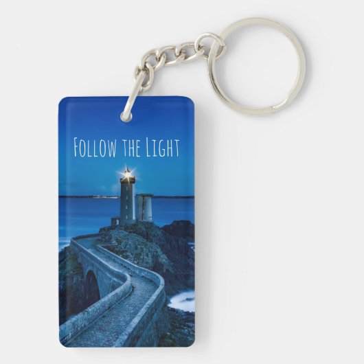 Leuchtturm in Twilight Schlüsselanhänger (Rückseite)