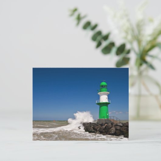 Leuchtturm in Warnemuende an der Ostseeküste Postkarte (Stehend Vorderseite)