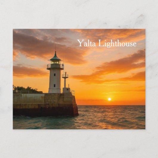 Leuchtturm Jalta bei Sonnenuntergang, Ukraine, Pos Postkarte (Vorderseite)