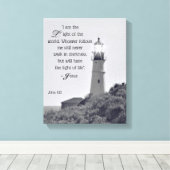 Leuchtturm John 8:12 Wrapped Canvas Leinwanddruck (Insitu (Holzboden))