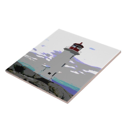 Leuchtturm-Keramikfliese oder Trivet oder Fliese (Seite)