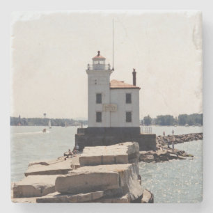Leuchtturm Lake Erie Steinuntersetzer