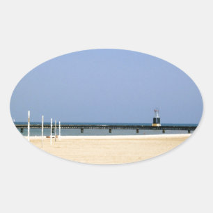 Leuchtturm Lake Michigan Shores Ovaler Aufkleber