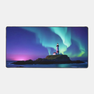Leuchtturm Landschaft Küste Ozean Aurora Nacht Schreibtischunterlage