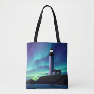 Leuchtturm Landschaft Küste Ozean Aurora Nacht Tasche