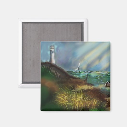 Leuchtturm Landschaftsmagnet Magnet (Vorderseite/Rückseite)