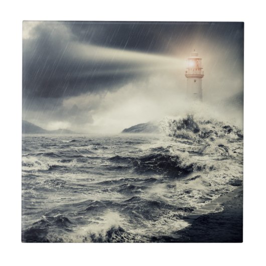 Leuchtturm-Leuchtfeuer Fliese (Vorderseite)