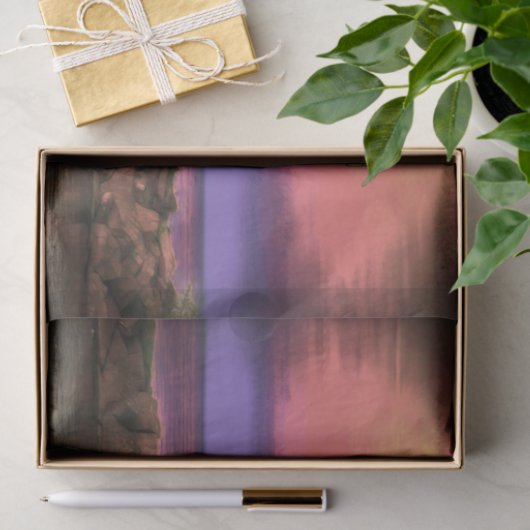 Leuchtturm Lila rosa Sonnenuntergang Seidenpapier (Geschenk)