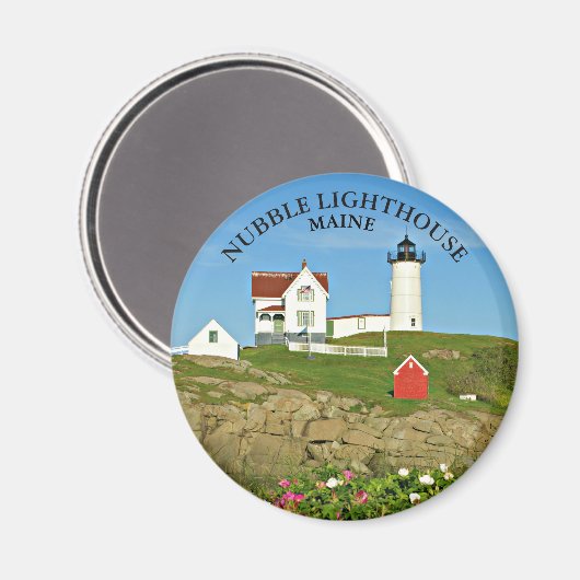Leuchtturm, Maine Round Magnet (Vorderseite/Rückseite)