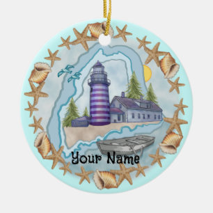 Leuchtturm Maine Shells Schmuckstück Keramik Ornament