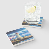 Leuchtturm - Marmor-Untersetzer Steinuntersetzer (Seitenansicht)