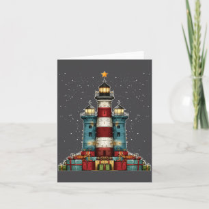 Leuchtturm Meer Weihnachtsbaum Xmas Langarm Karte