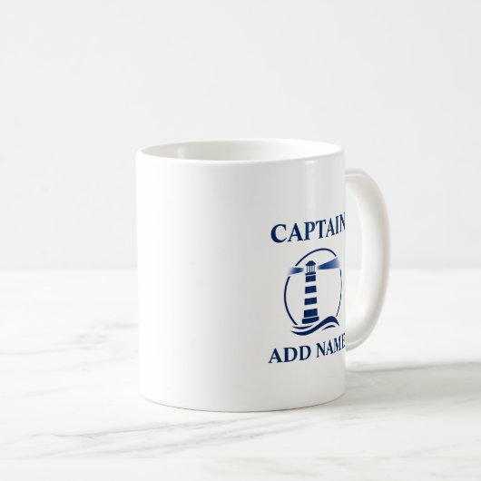 Leuchtturm mit dem Namen des Kapitäns oder Bootes Kaffeetasse (VorderseiteRechts)