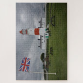 Leuchtturm mit der britischen Flagge Puzzle (Vertikal)