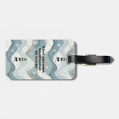 Leuchtturm mit Eiswaves Winter Nautical Monogram Gepäckanhänger (Rückseite horizontal)