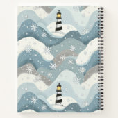 Leuchtturm mit Eiswaves Winter Nautical Monogram Notizblock (Rückseite)