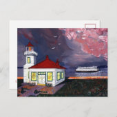 Leuchtturm mit Fähre Postkarte (Vorne/Hinten)