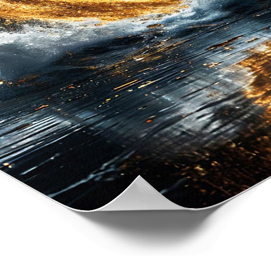 Leuchtturm mit goldenem Mond Poster (Ecke)