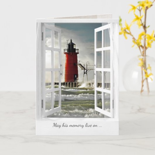 Leuchtturm mit großem Beileid Karte (Gelbe Blume)