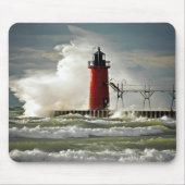 Leuchtturm mit großer Welle Mousepad (Vorne)