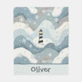Leuchtturm mit Icy Waves & Snowflakes Fleecedecke (Vorderseite)