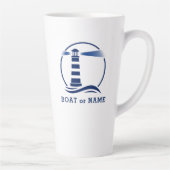 Leuchtturm mit Ihrem Boot oder Name 2 Seite groß Milchtasse (Rechts)