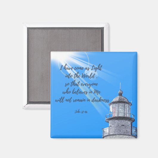 Leuchtturm mit John 12:46 Magnet (Vorderseite/Rückseite)