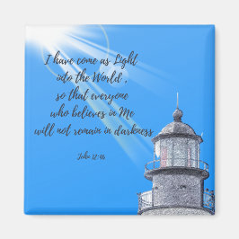Leuchtturm mit John 12:46 Magnet