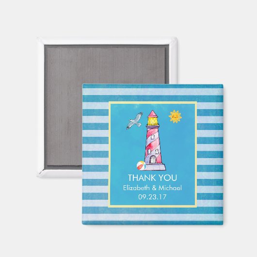 Leuchtturm mit rot gestreiftem Wasserfarben Vielen Magnet (Vorderseite/Rückseite)