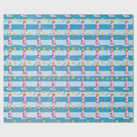 Leuchtturm mit rotem Streifen Geschenkpapier (Flach)