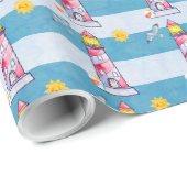 Leuchtturm mit rotem Streifen Geschenkpapier (Rolleneckpunkt)